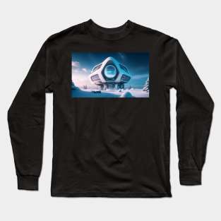 White futuristic house in snowy place Long Sleeve T-Shirt